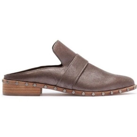 Mercer Edit CASE CLOSED Metallic Bronze Leather Metal Studded Casual Mules - Picture 2 of 14